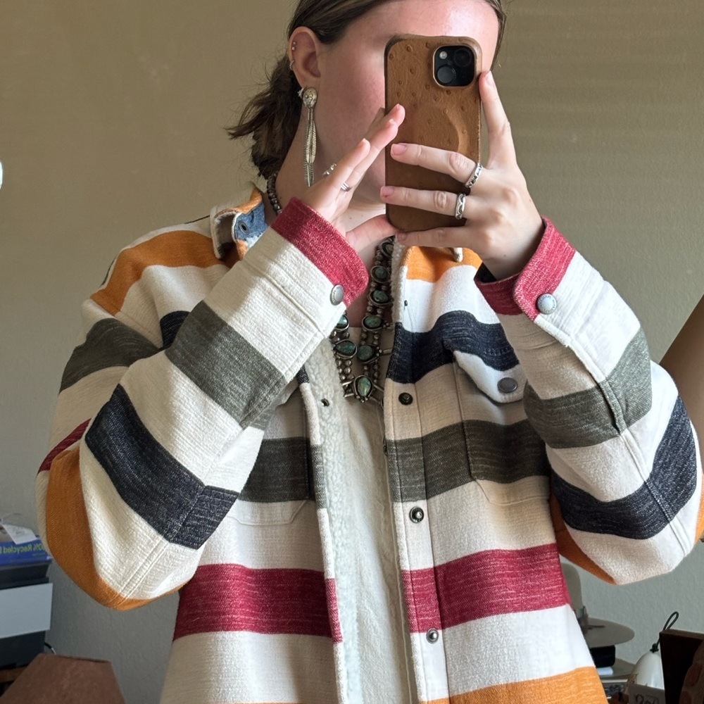 Men’s Pendleton Red and Cream Striped Jacket size medium men’s Pendleton jacket